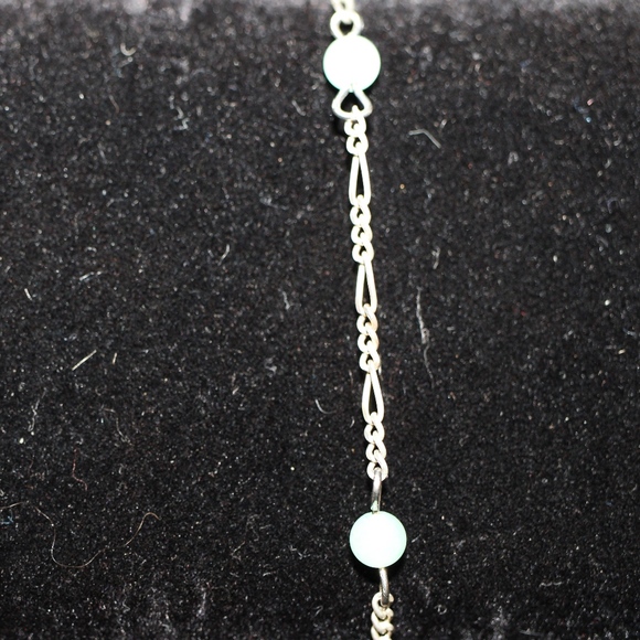 Sterling Silver 925 - Jadeite Figaro Link Bracelet - Picture 2 of 6